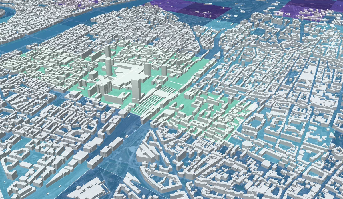 Carte de scoring géothermique urbain sur Lyon métropole, zones colorées de 0 à 100